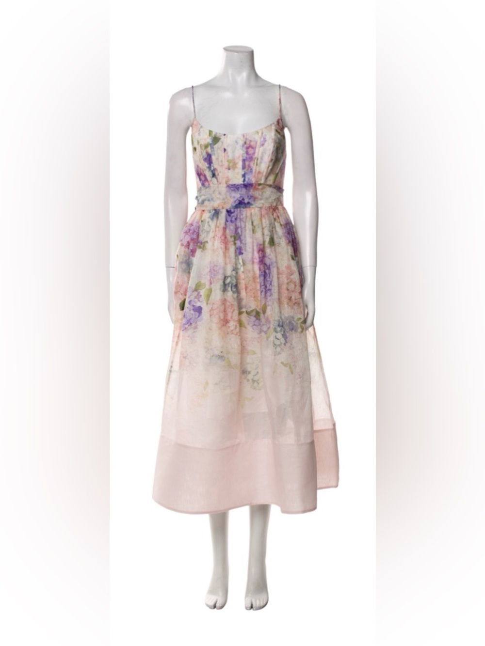 Zimmermann Pastel Floral Backless Midi Dress in Pink and Lavender linen size 2 - Picture 8 of 10